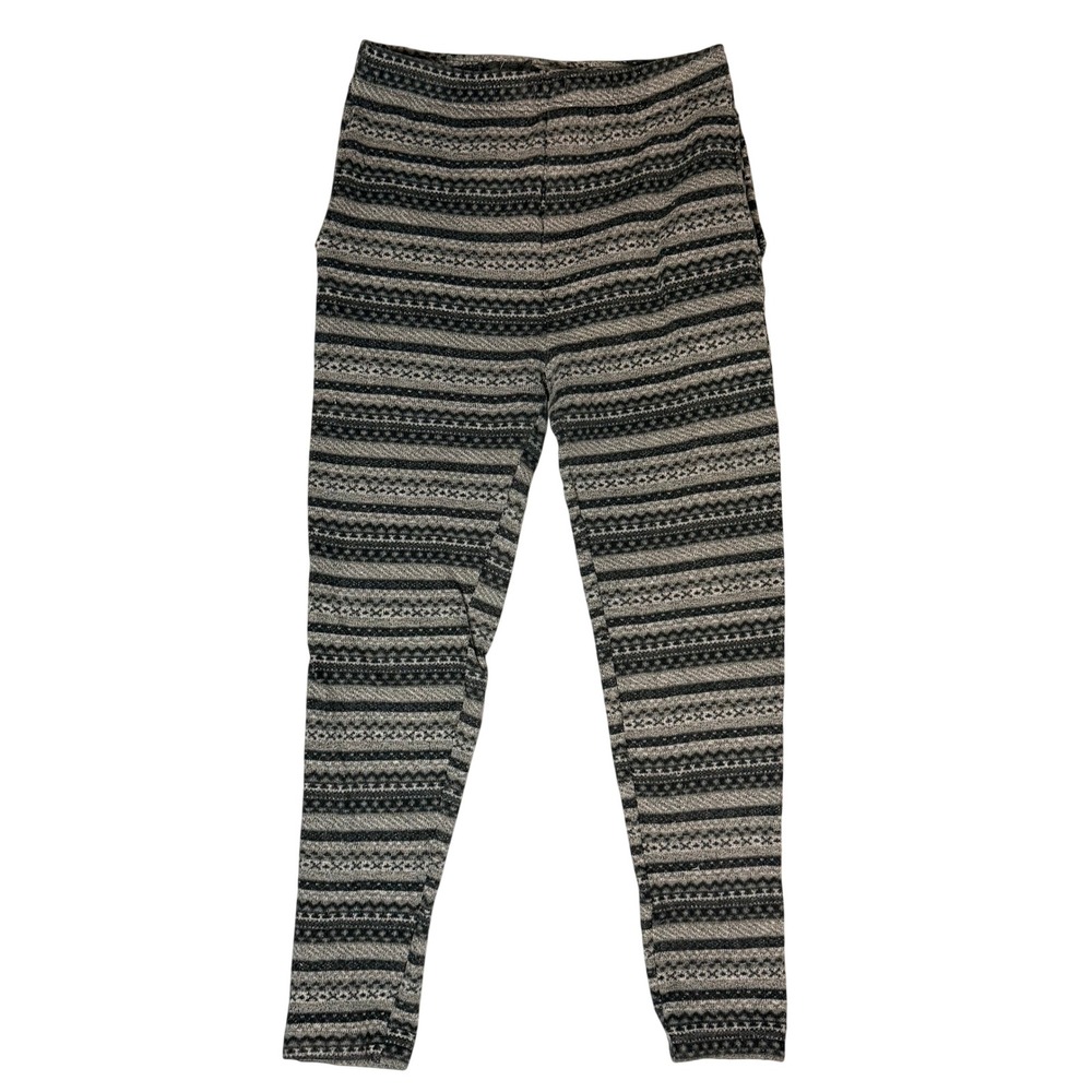 JOE BOXER Womens L Fair Isle Pattern‎ Leggings Pants Gray Black Polyester